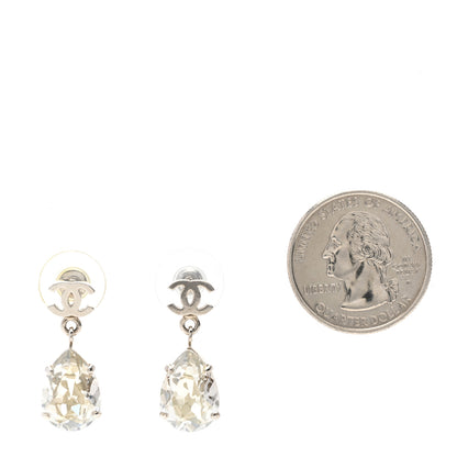 Chanel Crystal CC Pear Drop Earrings Gold 2 of 4
