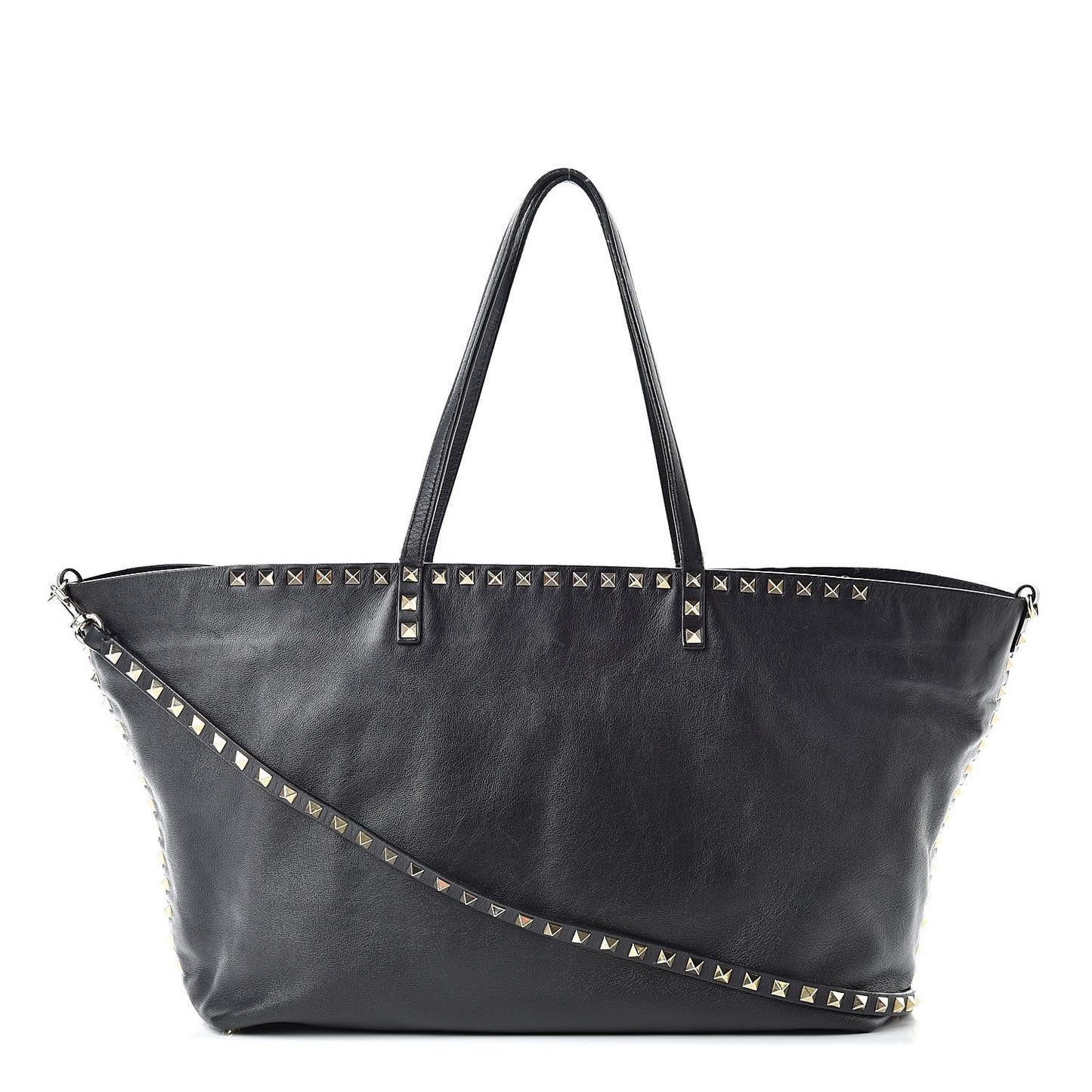Vitello Rockstud Crossbody Tote Black