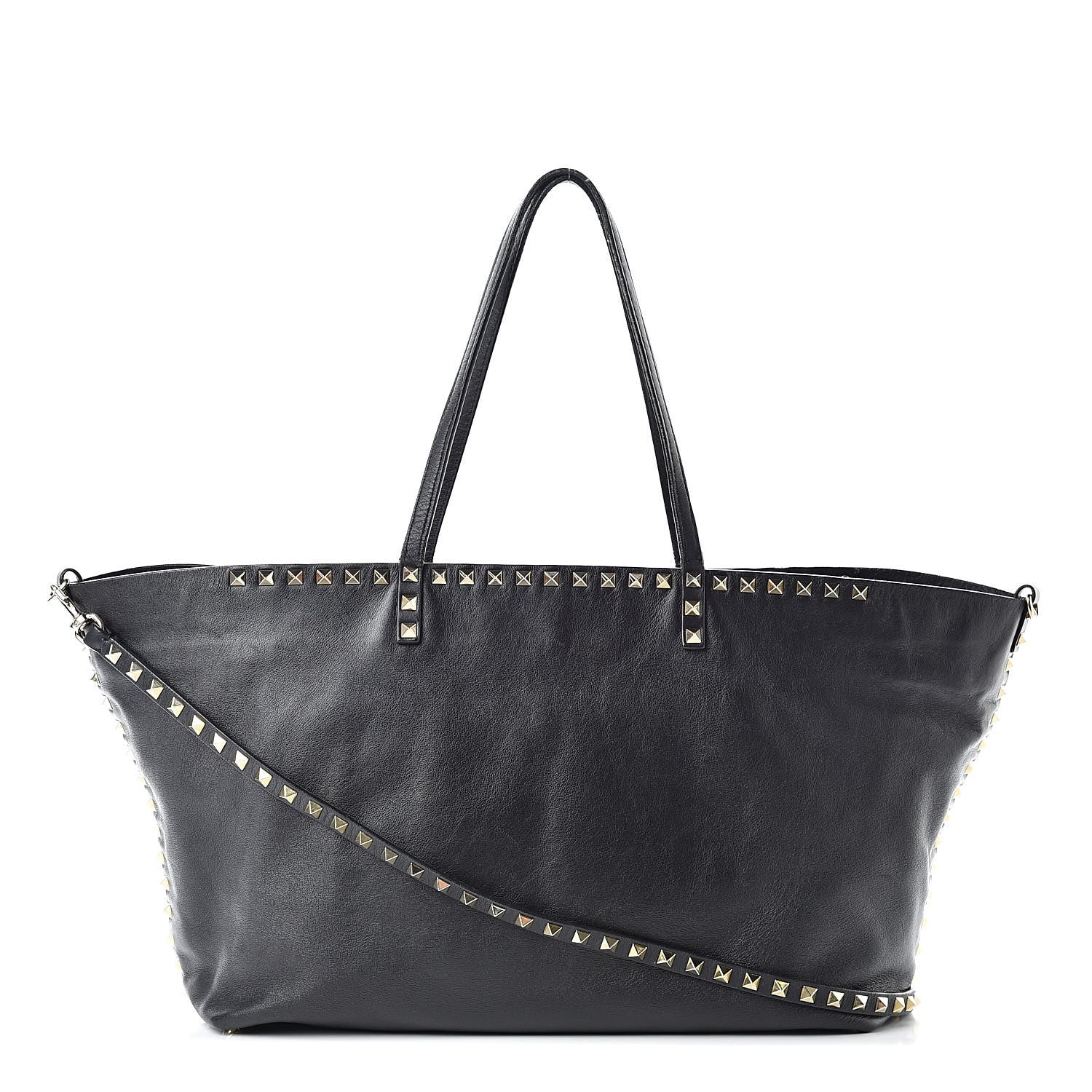 Valentino Garavani Vitello Rockstud Crossbody Tote Black 1 of 15