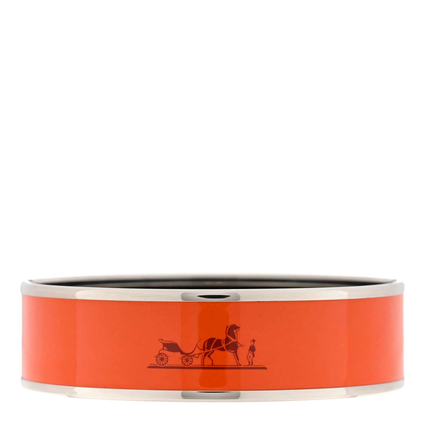 Hermes Enamel Printed Caleche Wide Bracelet 70 Orange 1 of 3
