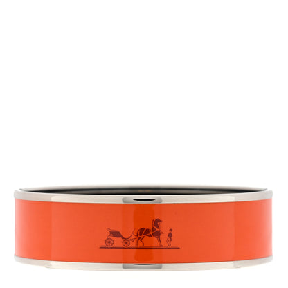 Hermes Enamel Printed Caleche Wide Bracelet 70 Orange 1 of 3
