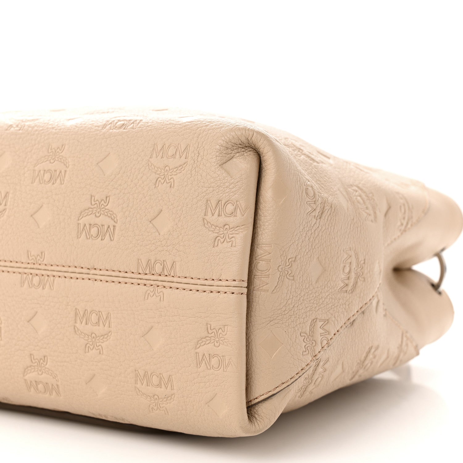 MCM Calfskin Ottomar Monogram Medium Klara Hobo New Beige 10 of 12
