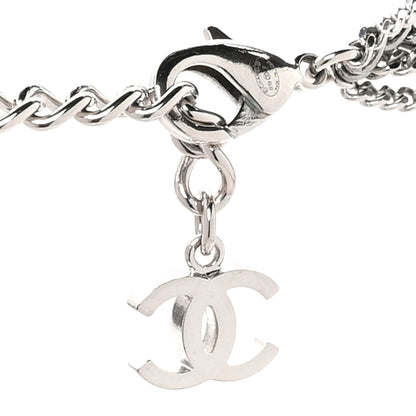 Chanel Baguette Crystal CC Multi Strand Pendant Necklace Silver 4 of 4