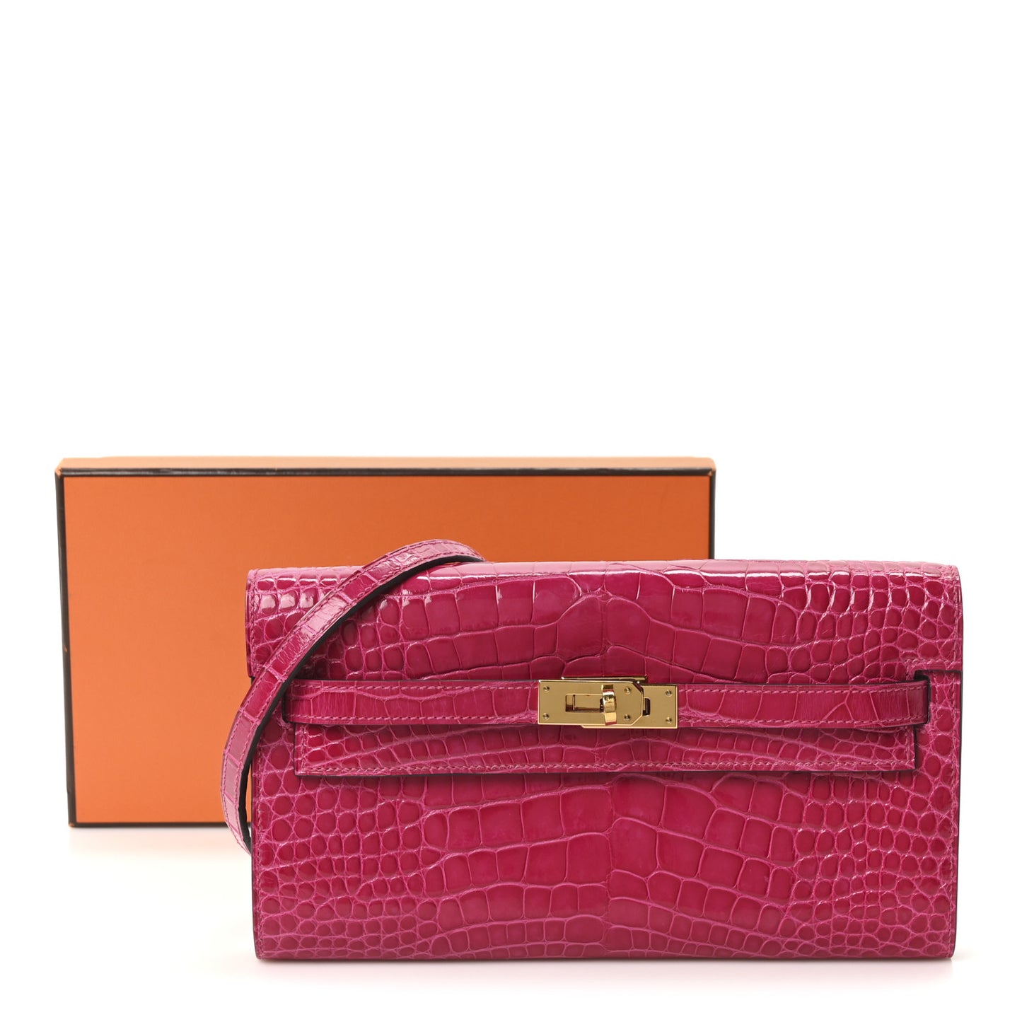 Shiny Alligator Kelly Wallet To Go Rose Scheherazade