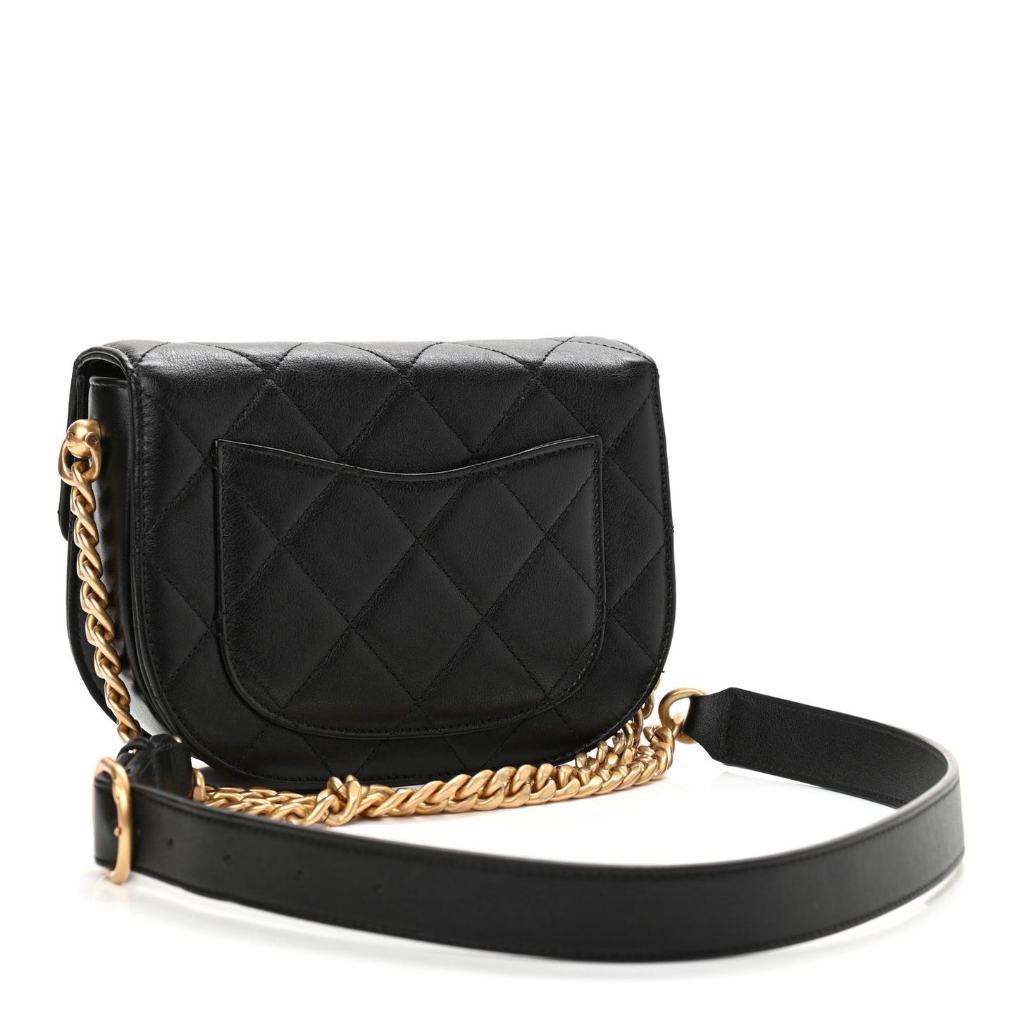 Calfskin Quilted Moon Messenger Black
