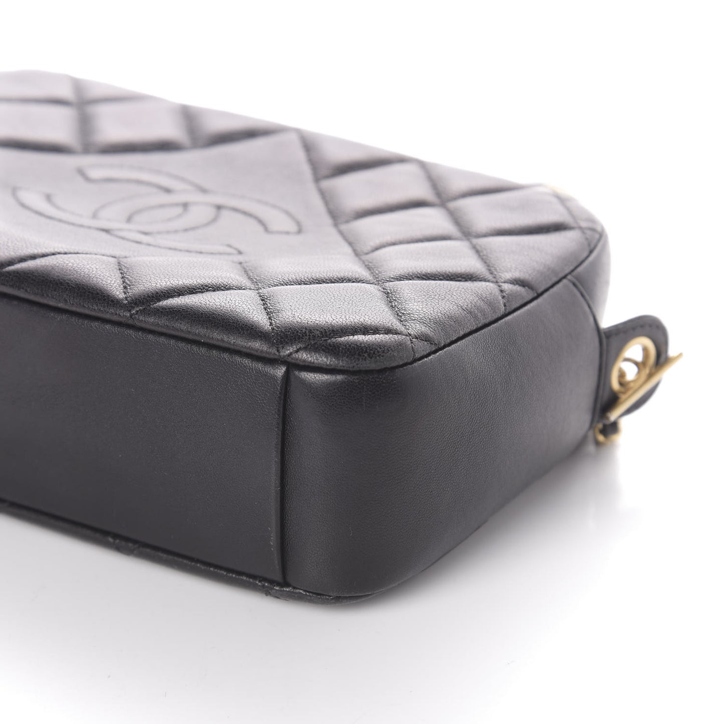 Lambskin Quilted Small Diamond CC Camera Case Black