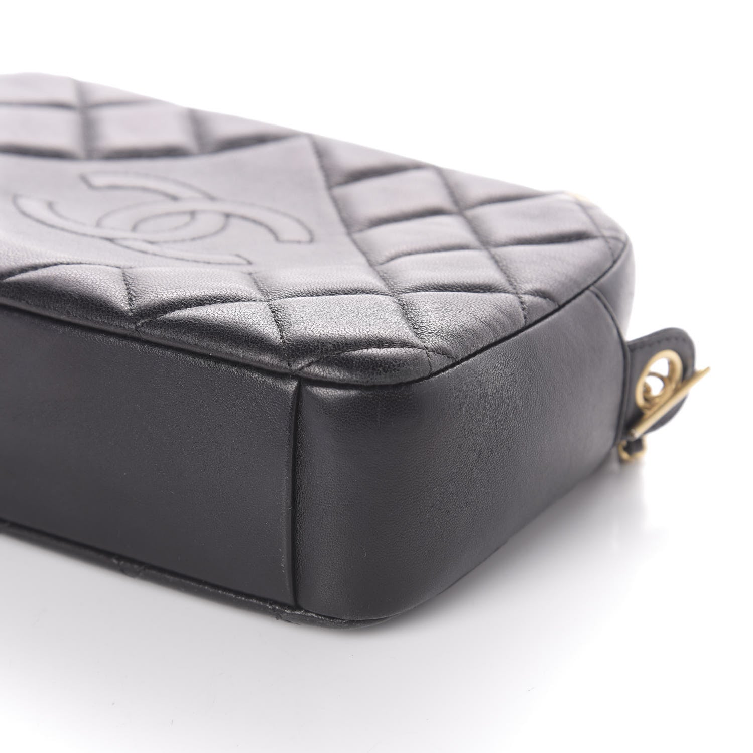 Chanel Lambskin Quilted Small Diamond CC Camera Case Black 12 of 12