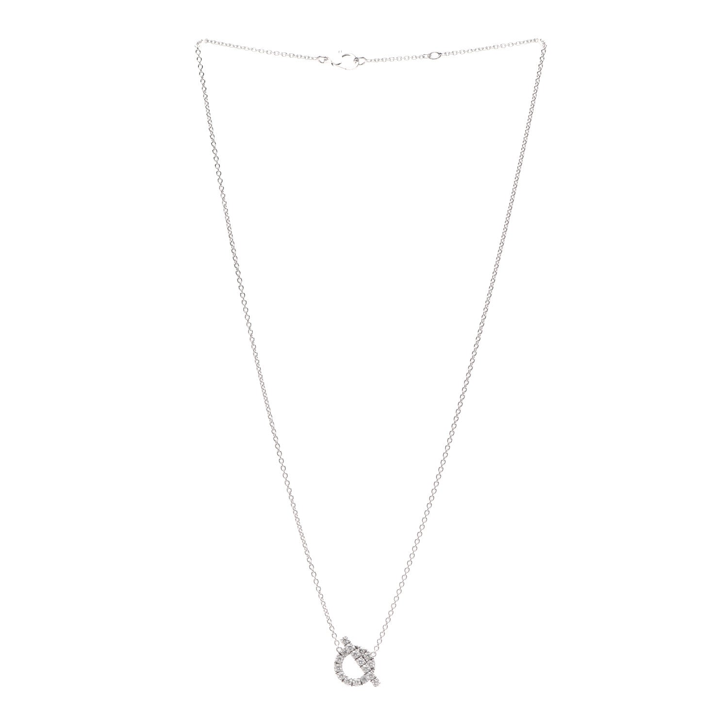 Hermes 18K White Gold Diamond Finesse Pendant Necklace 3 of 6