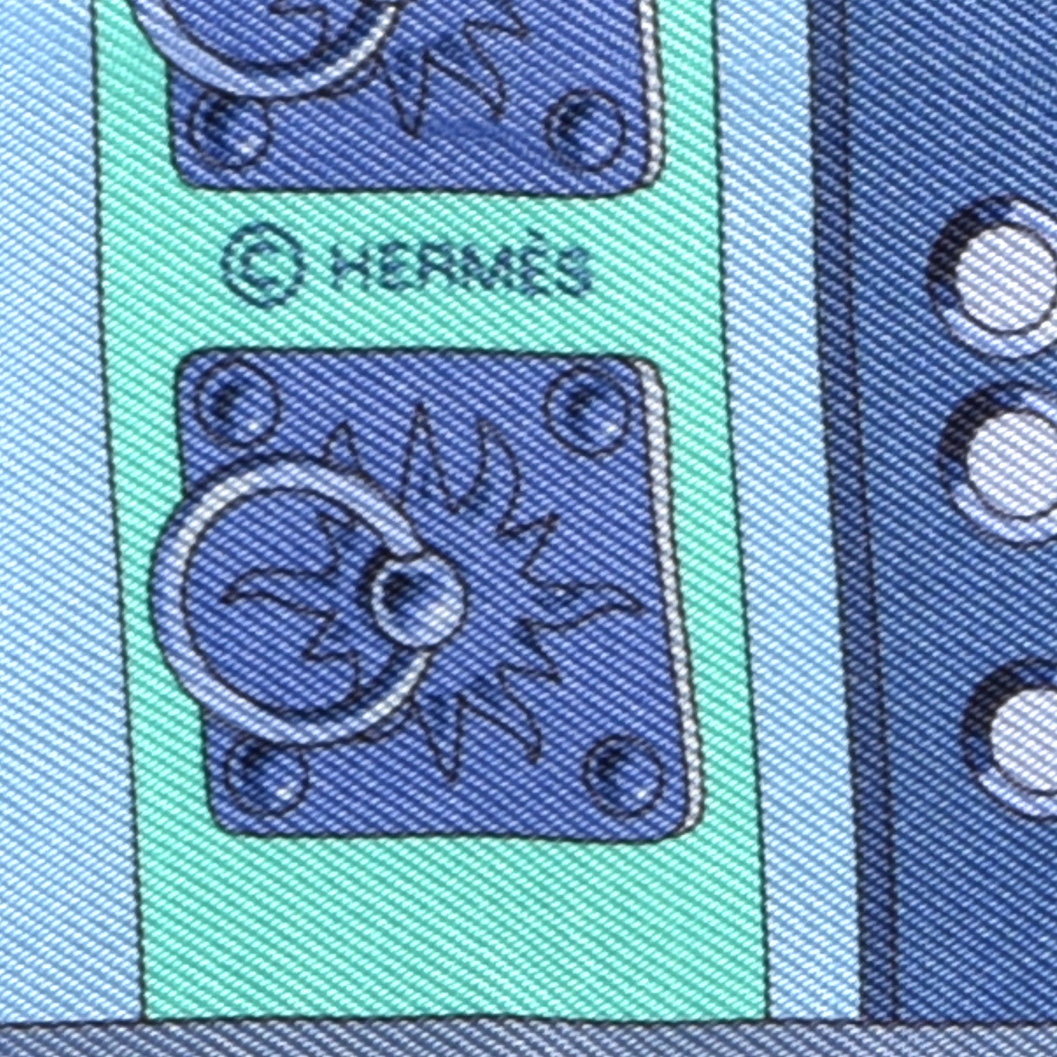Hermes Silk Colliers de Chiens Twilly Blue Jean Vert Coral 3 of 4