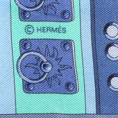 Hermes Silk Colliers de Chiens Twilly Blue Jean Vert Coral 3 of 4