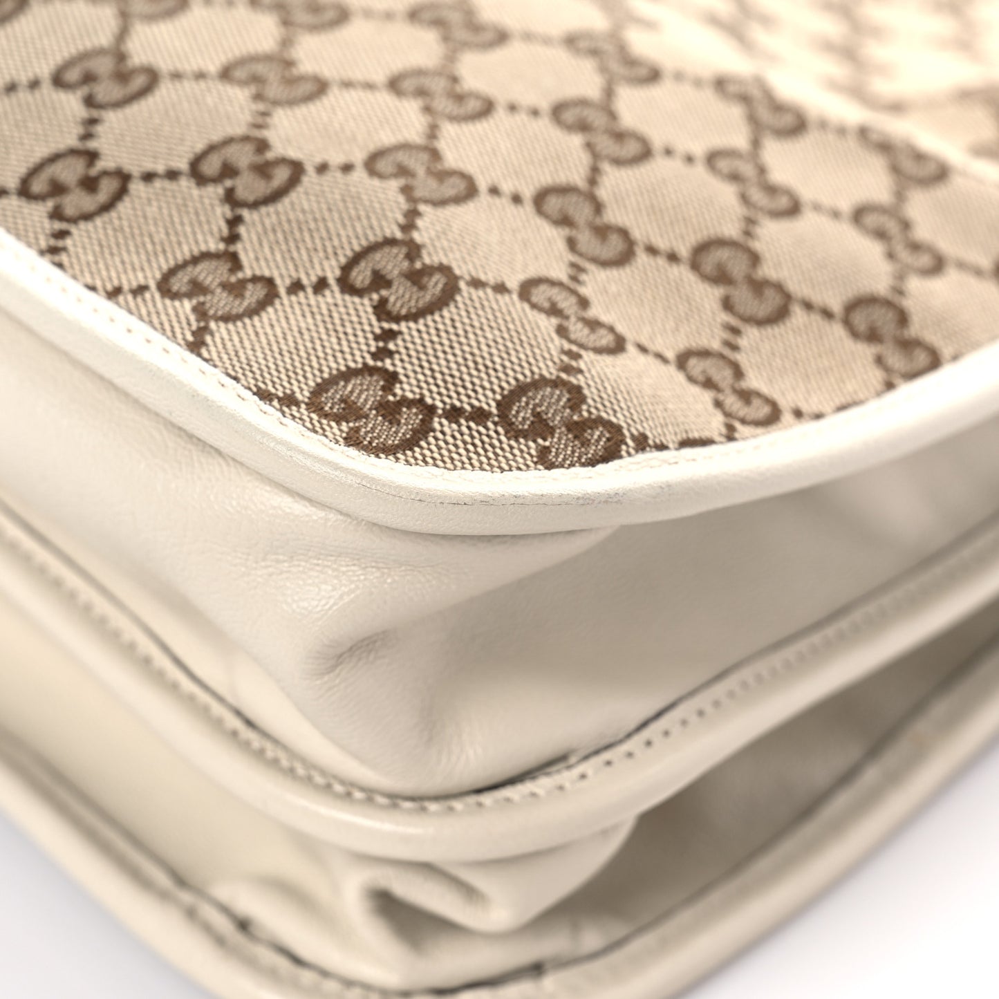 Monogram Calfskin Medium Horsebit 1955 Tote Bag Beige Mystic White