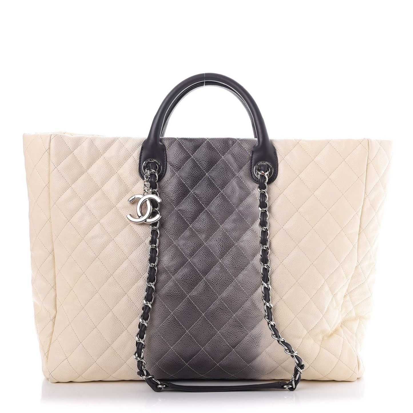 Caviar Ombre Large Shopping Tote White