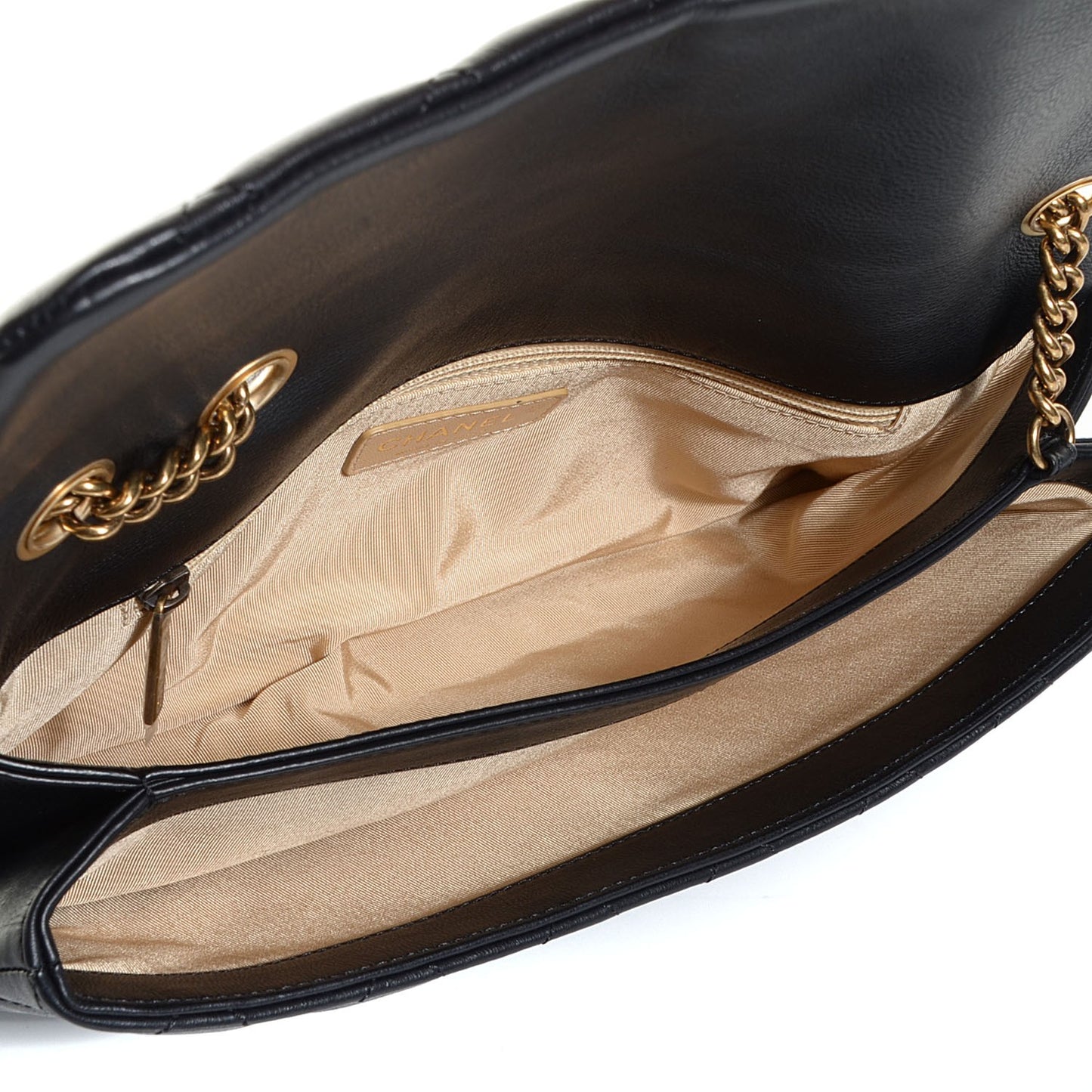 Calfskin Quilted Medium CC Crown Flap Black