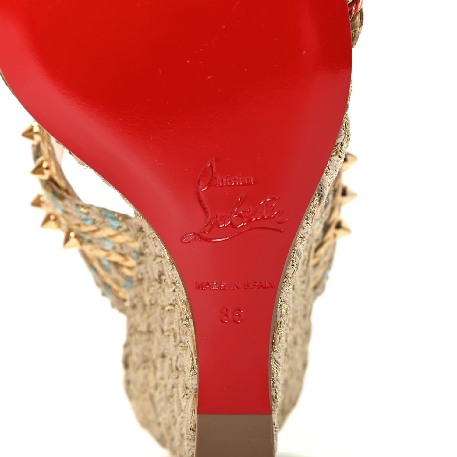 Christian Louboutin Calfskin Rope Normandie 85 Wedge Slide Sandals 36 Gold 7 of 8