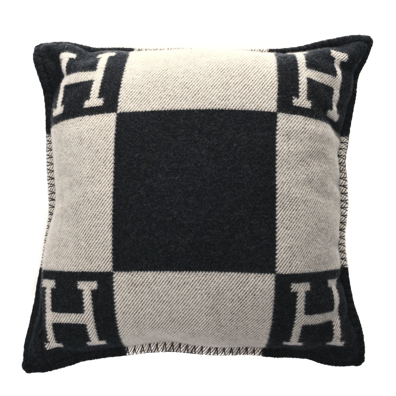 Hermes Wool Cashmere Avalon Pillow PM Ecru Gris Fonce 2 of 3