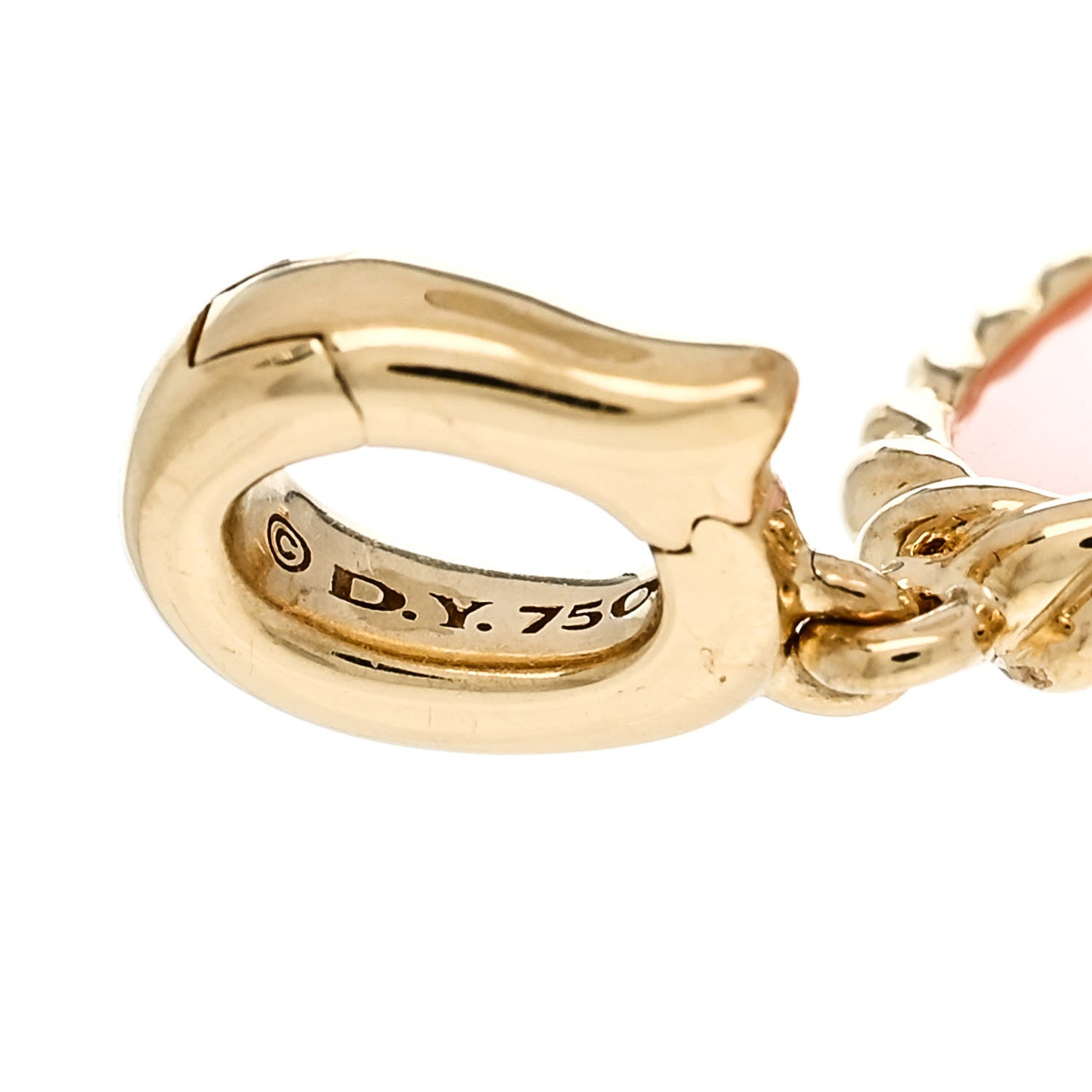 David Yurman 18K Yellow Gold Pink Opal Elements Heart Amulet Pendant 4 of 4