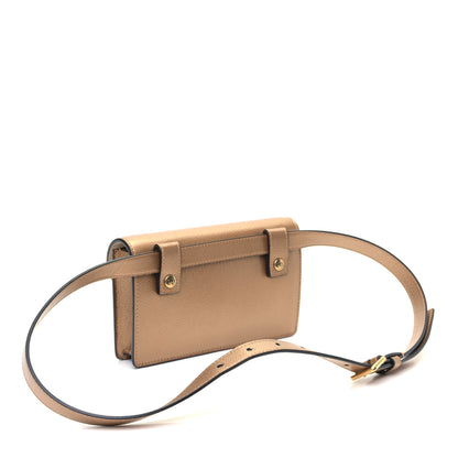 Christian Dior Metallic Grained Calfskin Saddle Belt Clutch Gold 2 of 5