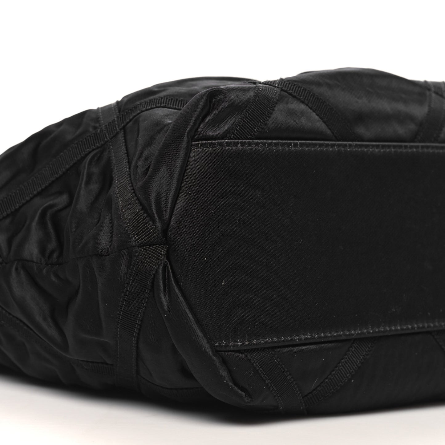 Nylon Grosgrain Quilted Lifestyle Shopping Tote Black