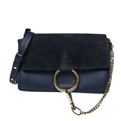 Chloe Suede Calfskin Small Faye Shoulder Bag Denim Blue 1 of 8