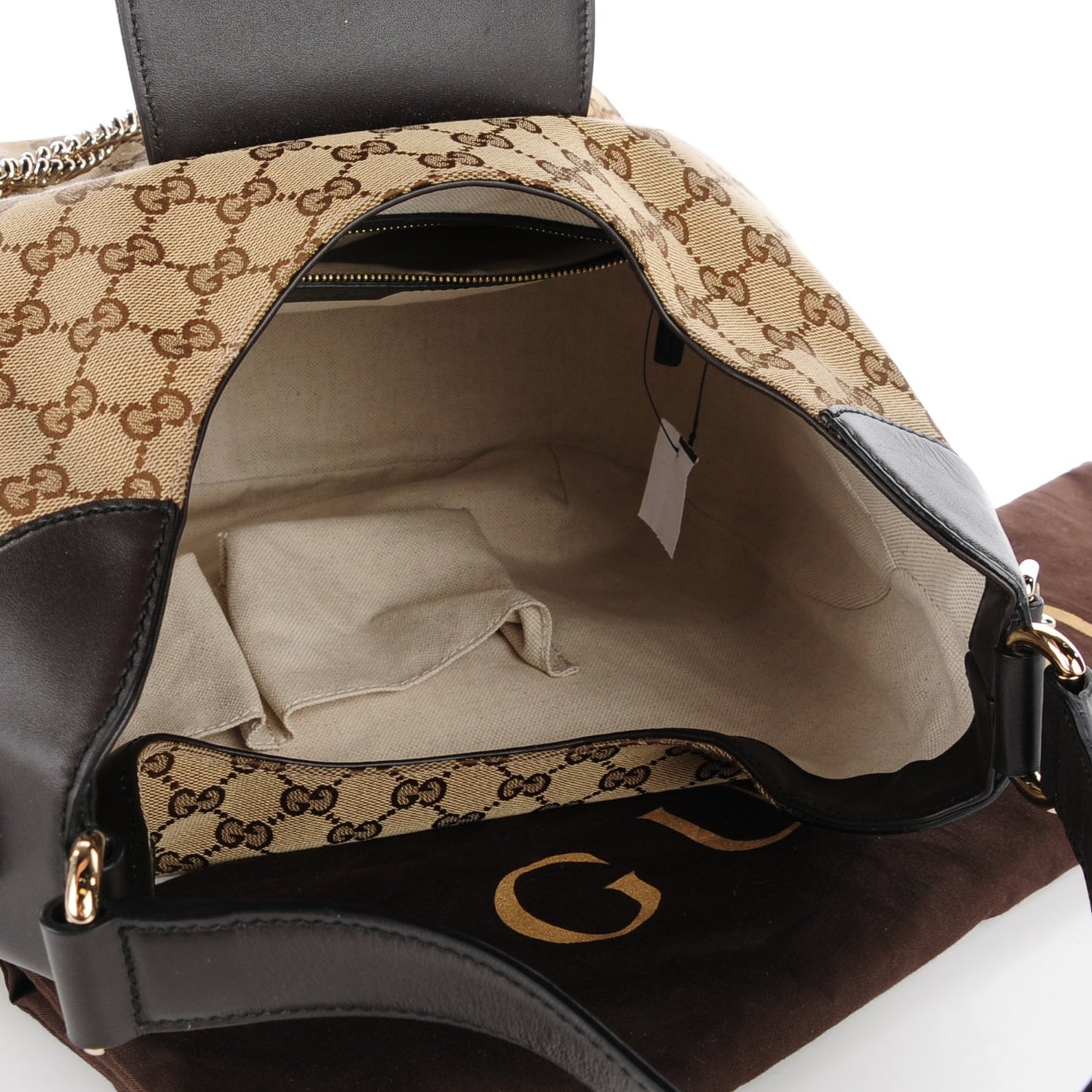 Monogram Margaux Calfskin Medium Emily Hobo Beige Ebony Cocoa