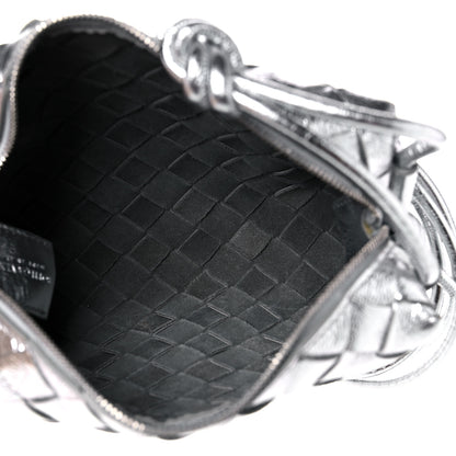 Bottega Veneta Metallic Calfskin Intrecciato Mini Loop Camera Bag Silver 5 of 10