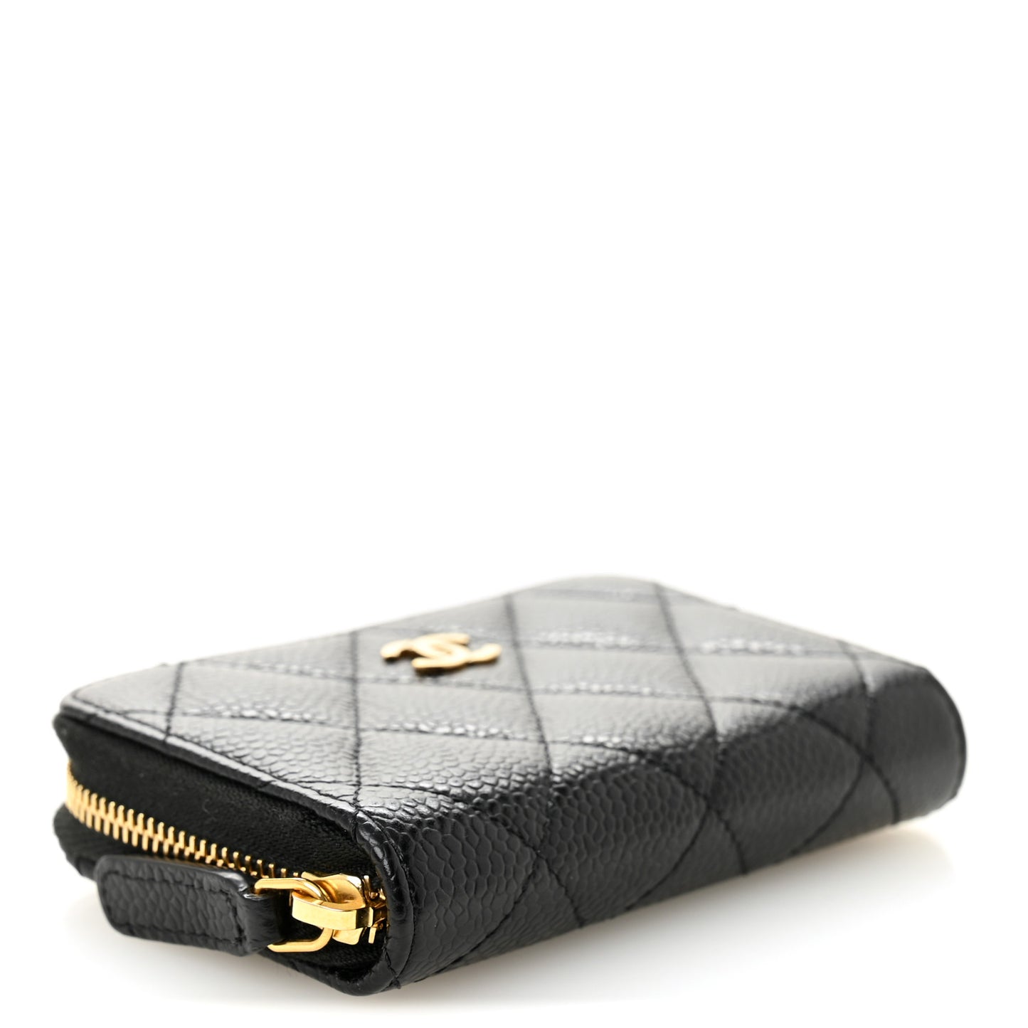 Caviar Quilted Zip Coin Purse Black