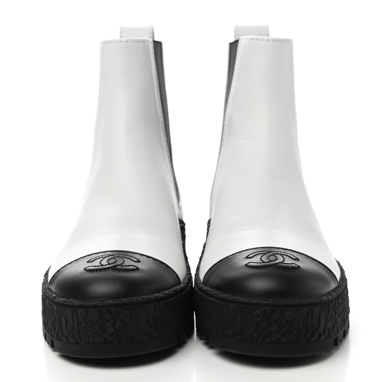 Chanel Calfskin Cap Toe CC Ankle Boots 36 White Black 2 of 9
