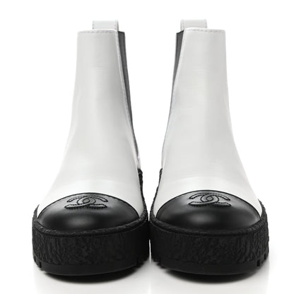 Chanel Calfskin Cap Toe CC Ankle Boots 36 White Black 2 of 9