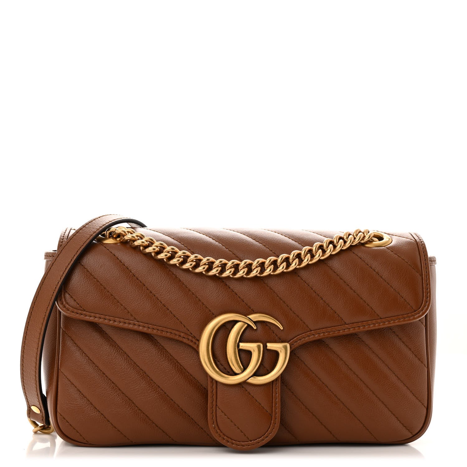 Gucci Azalea Calfskin Matelasse Diagonal Small GG Marmont Shoulder Bag Cuir 1 of 11