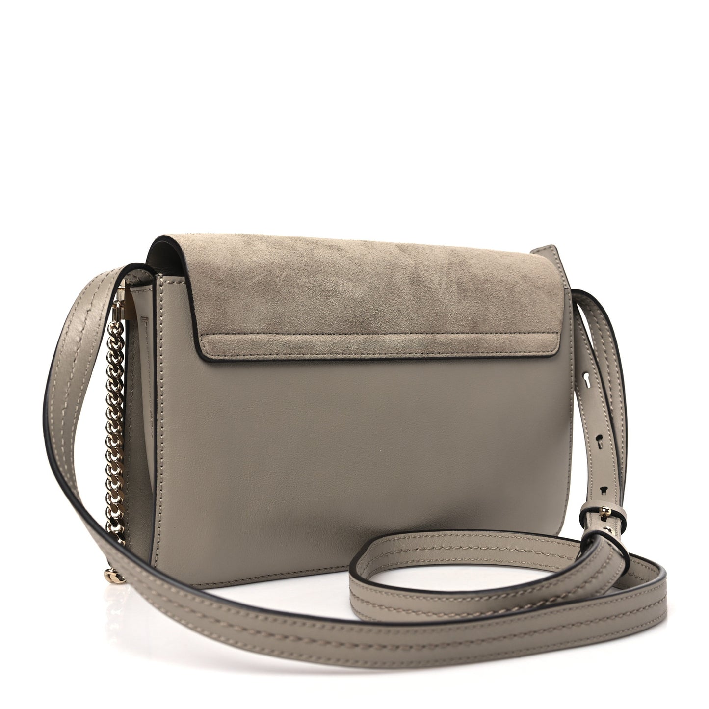 Suede Calfskin Small Faye Shoulder Bag Motty Grey