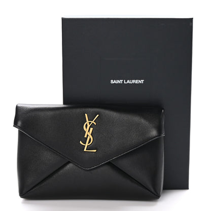Saint Laurent Lambskin Small Cassandre Envelope Pouch Black 9 of 9