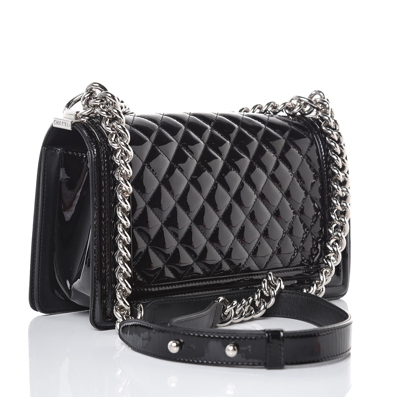 Chanel Patent Calfskin Quilted Medium Plexiglass Boy Flap Black 3 of 7