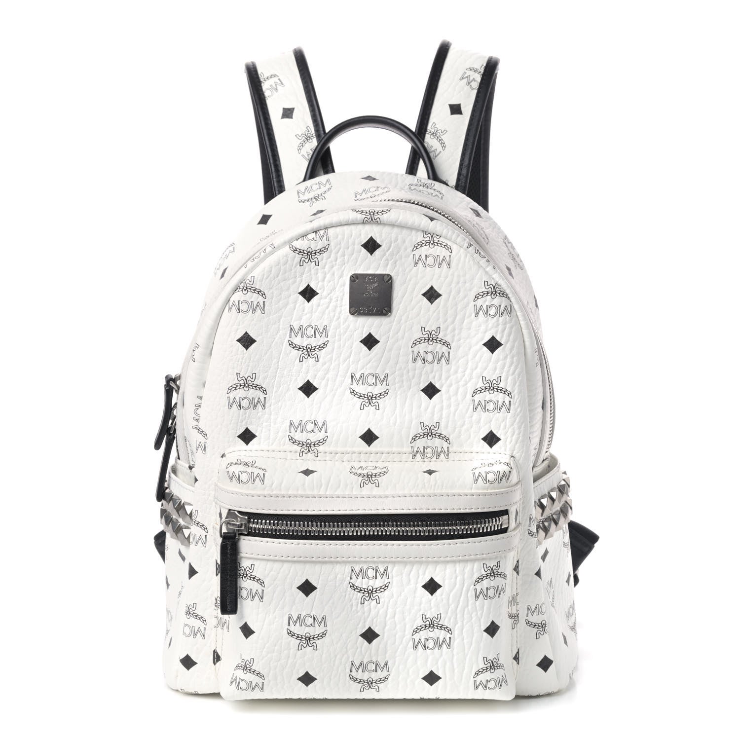 MCM Visetos Small Side Stud Stark Backpack White 1 of 4