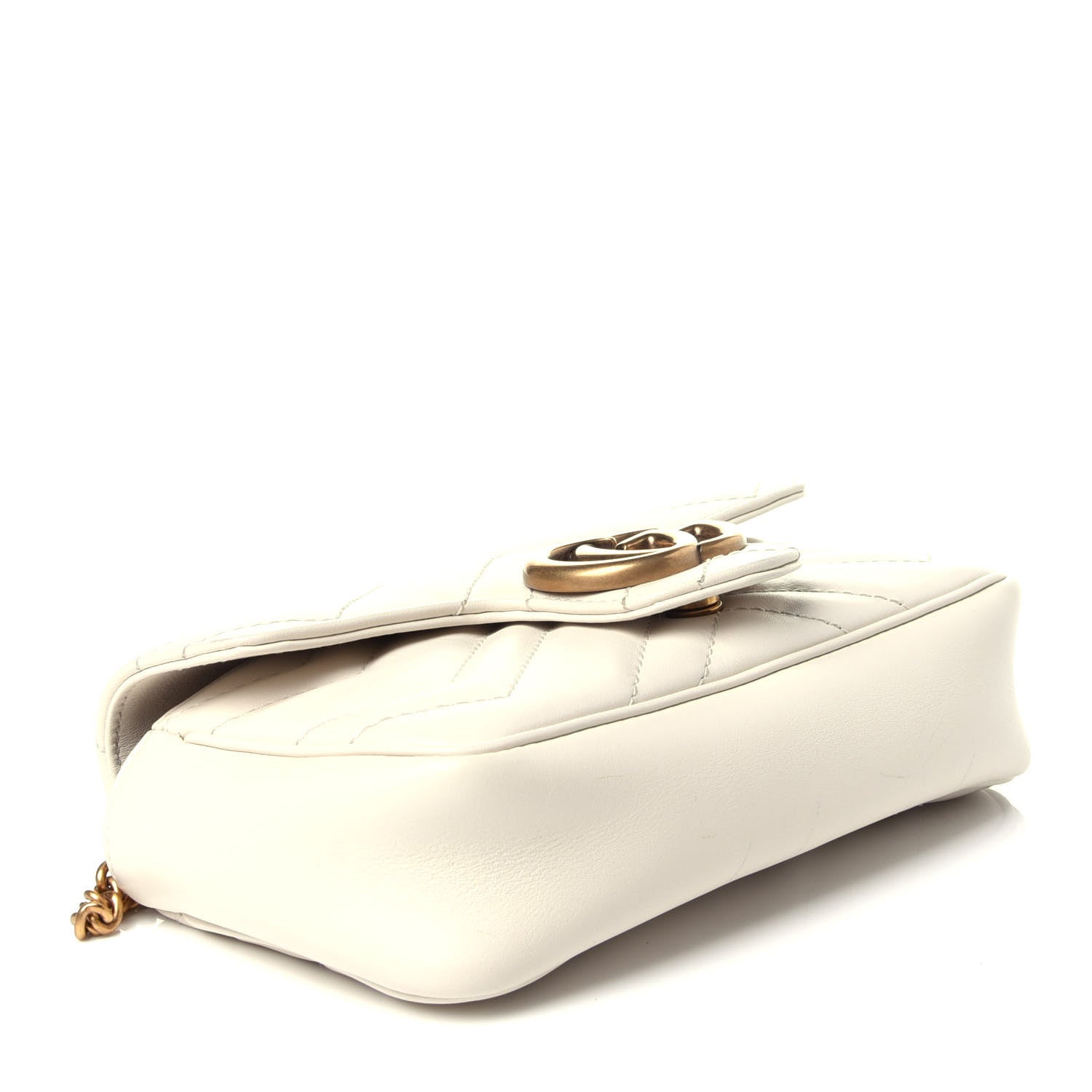 Gucci Calfskin Matelasse Super Mini GG Marmont Shoulder Bag White 4 of 13