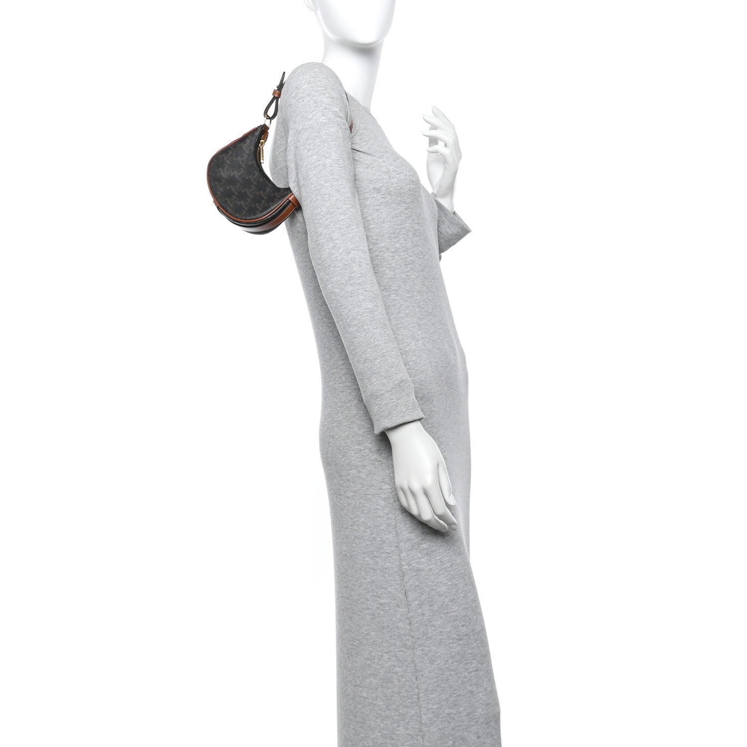 Celine Canvas Calfskin Mini Ava Triomphe Shoulder Bag Tan 2 of 11