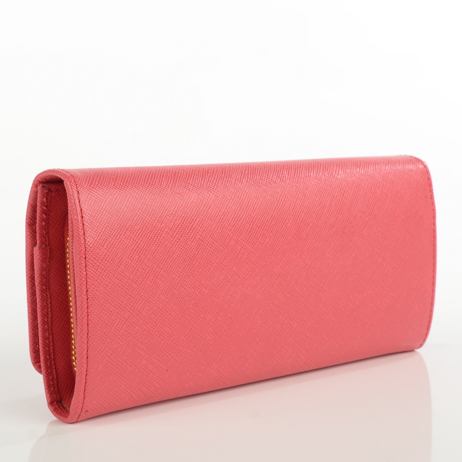 Prada Saffiano Bi-Color Phenix Flap Over Wallet Fragola Talco 3 of 10