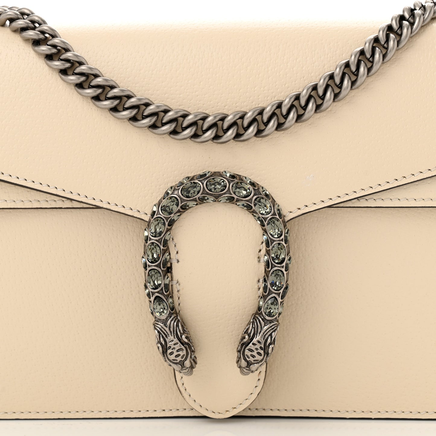 Textured Calfskin Crystal Small Dionysus Shoulder Bag Mystic White