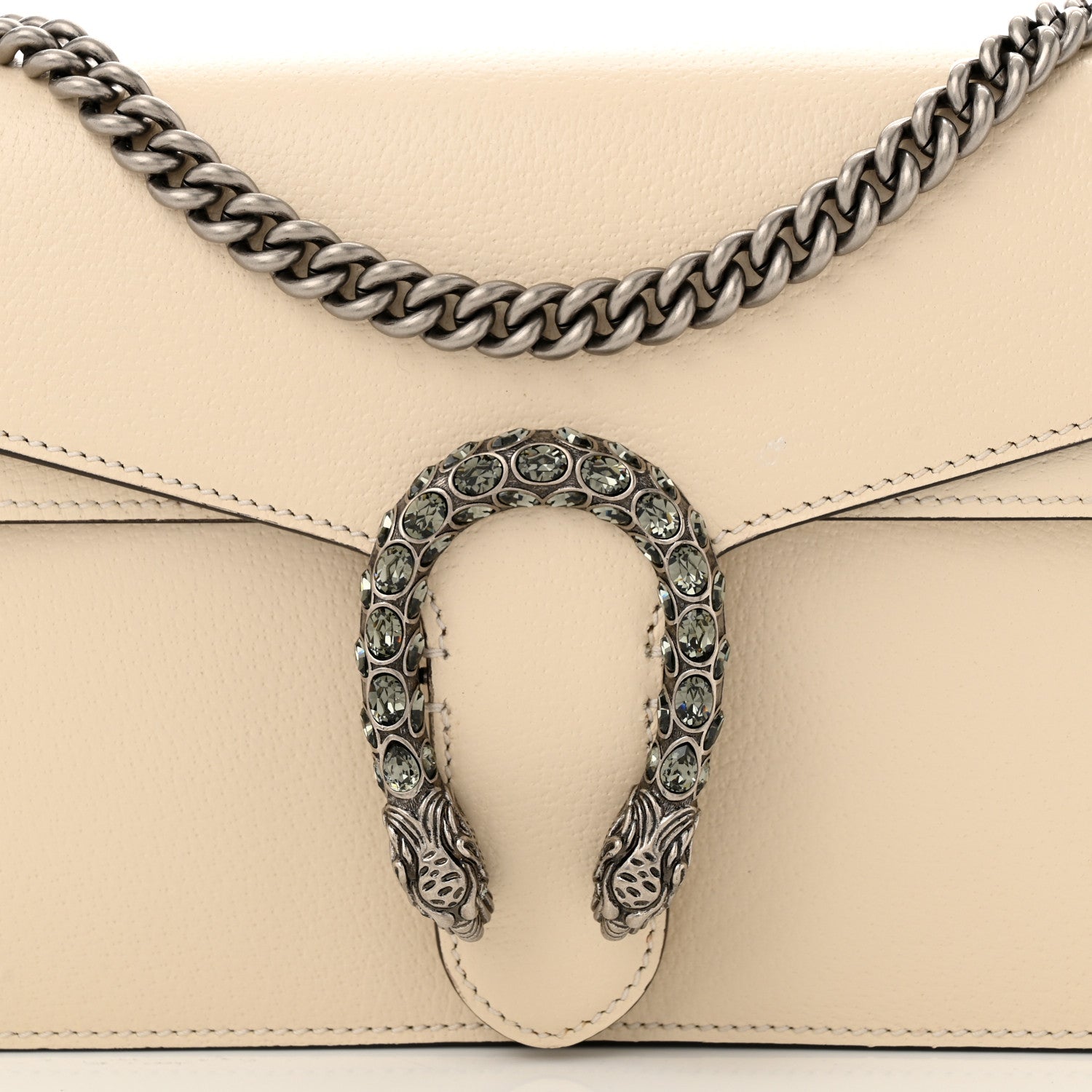 Gucci Textured Calfskin Crystal Small Dionysus Shoulder Bag Mystic White 8 of 10