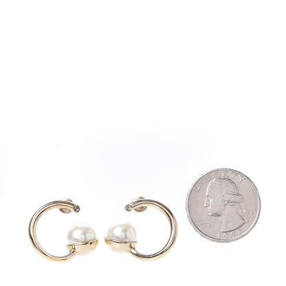 Christian Dior Pearl Hoop Earrings Gold 2 of 4