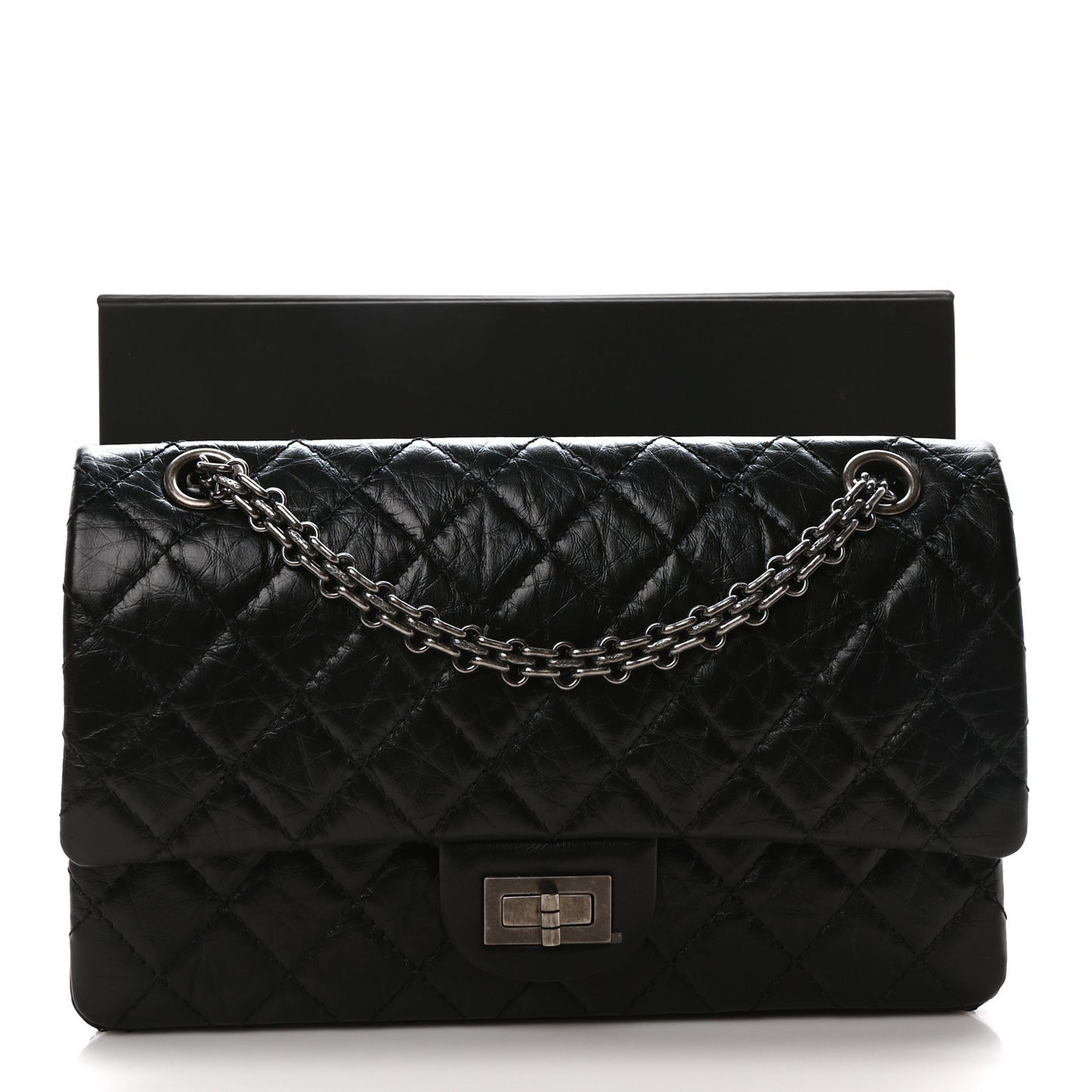 Aged Calfskin Quilted 2.55 Reissue 225 Flap Black