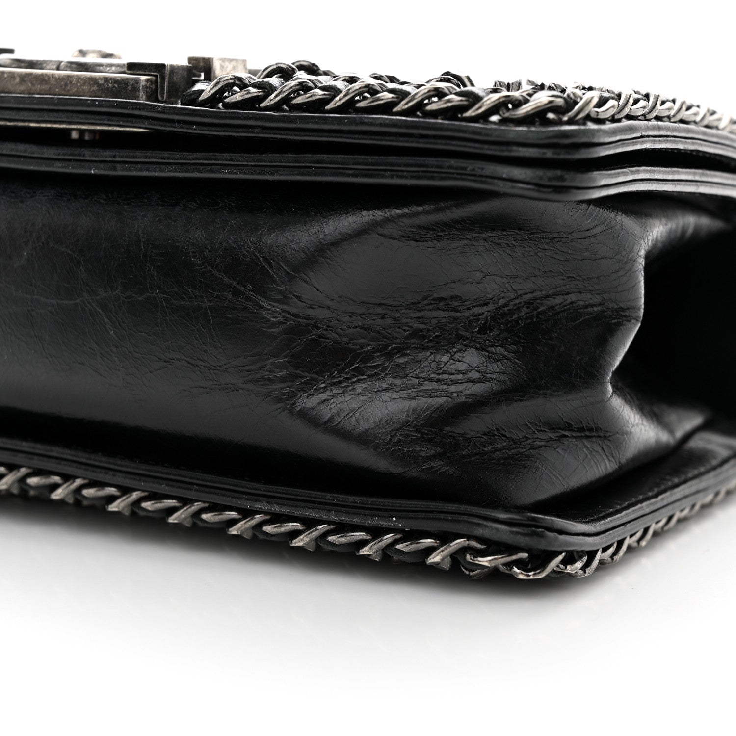 Chanel Glazed Calfskin Quilted Small Boy Chained Flap Black 10 of 10