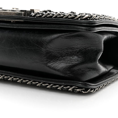 Chanel Glazed Calfskin Quilted Small Boy Chained Flap Black 10 of 10