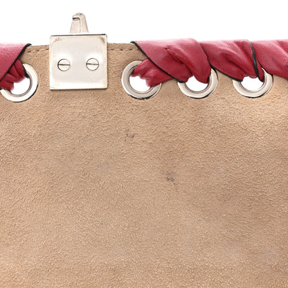 Fendi Vitello Shiny Nappa Bi-Color FF 1974 Lace Up Bow Embossed Small Kan I Shoulder Bag Maya Black Fragola 11 of 11