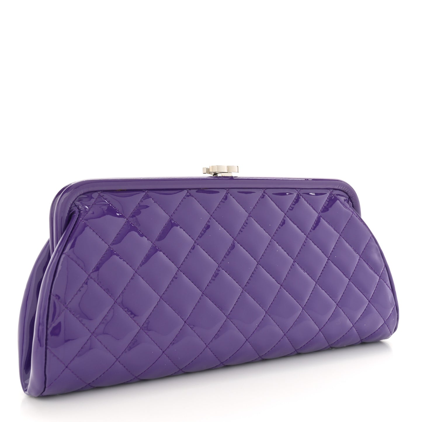 Patent Quilted Timeless Clutch Purple
