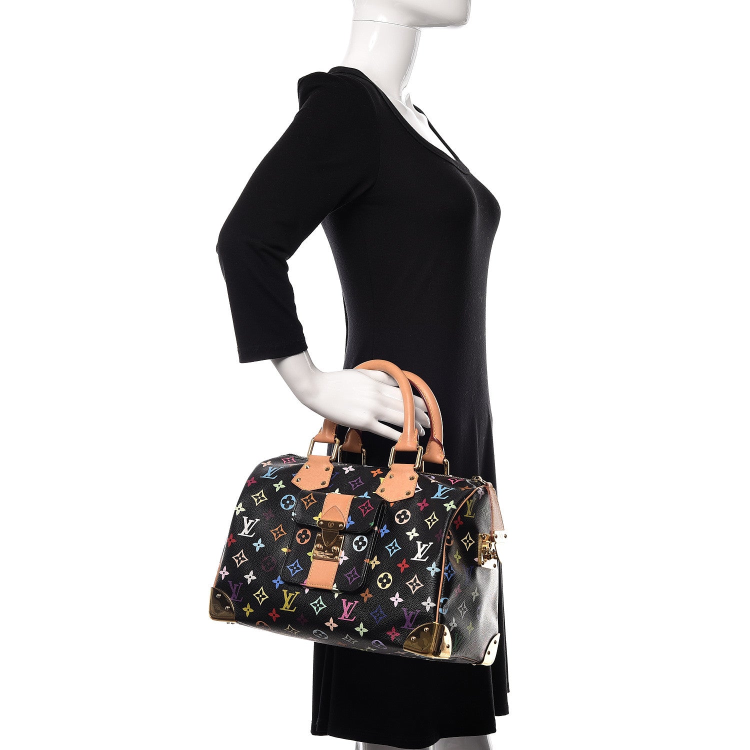 Louis Vuitton Monogram Multicolor Speedy 30 Black 2 of 8