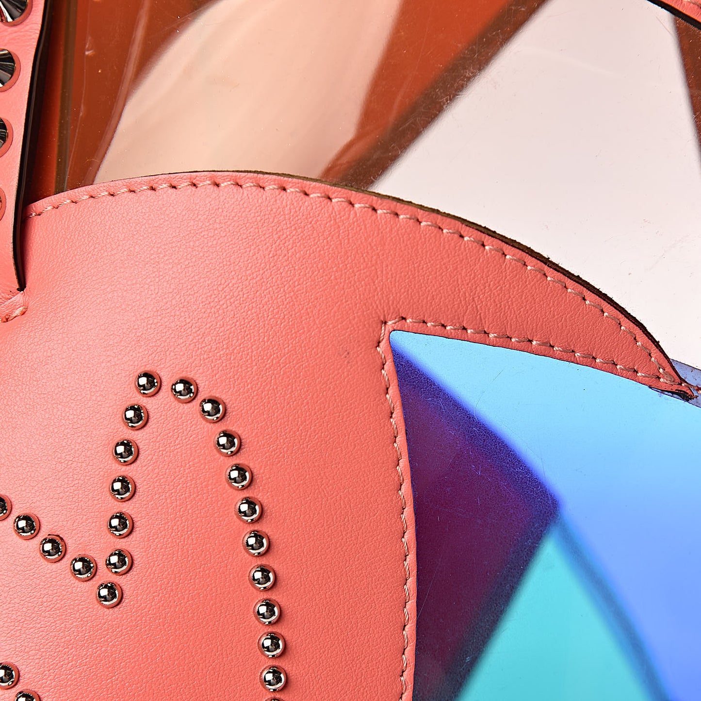Calfskin PVC Love Spikes East West Cabata Tote Red