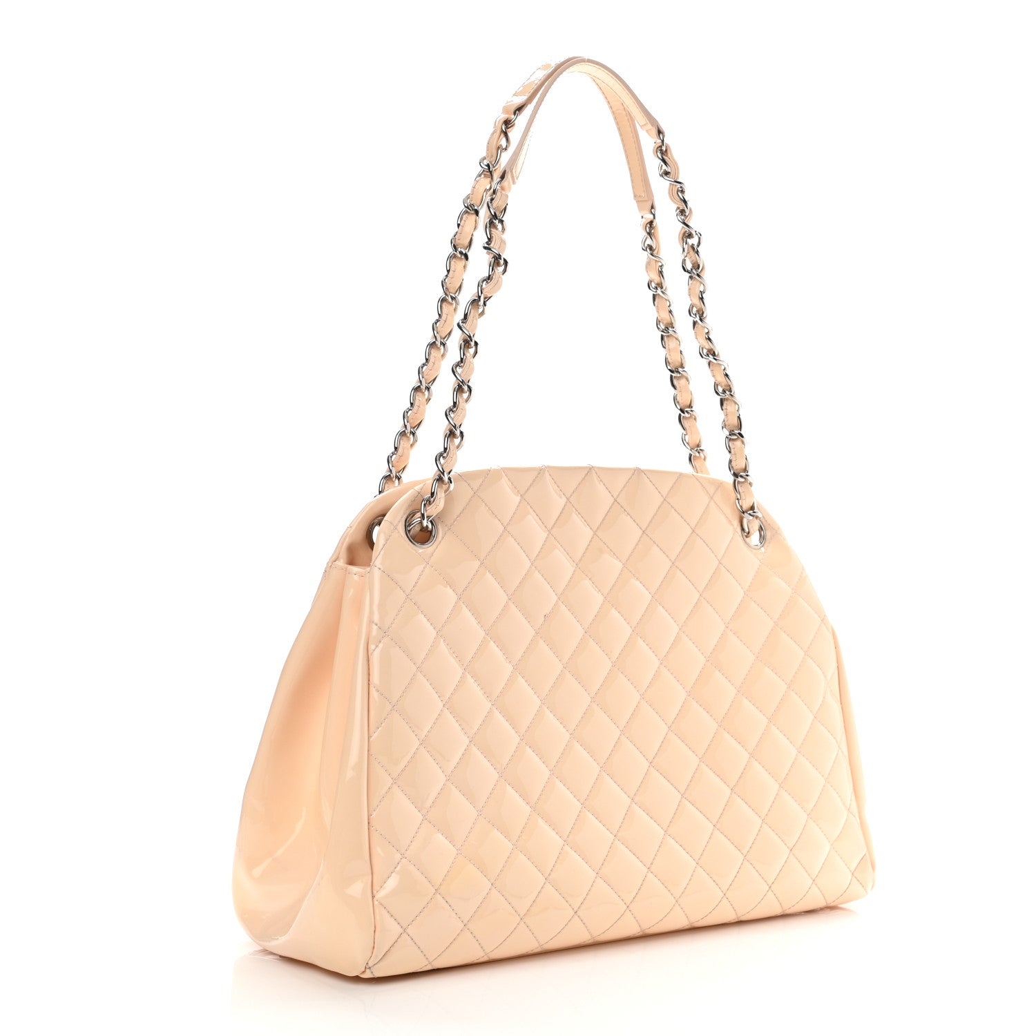 Chanel Patent Quilted Large Just Mademoiselle Bowling Bag Beige 2 of 10