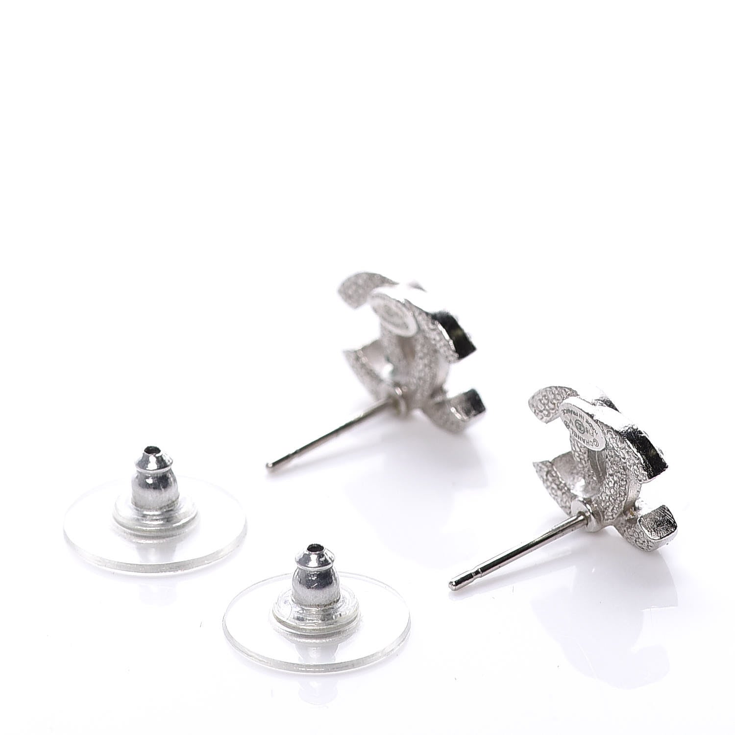 Chanel Crystal Mini Timeless CC Earrings Silver 3 of 5