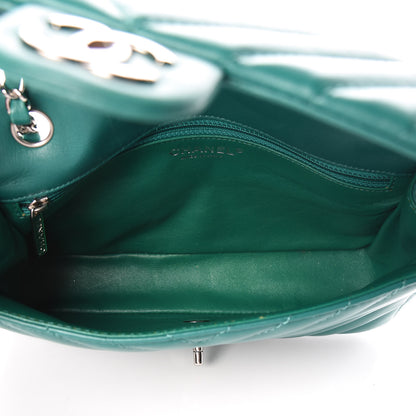 Chanel Lambskin Chevron Quilted Medium Single Flap Green 7 of 10