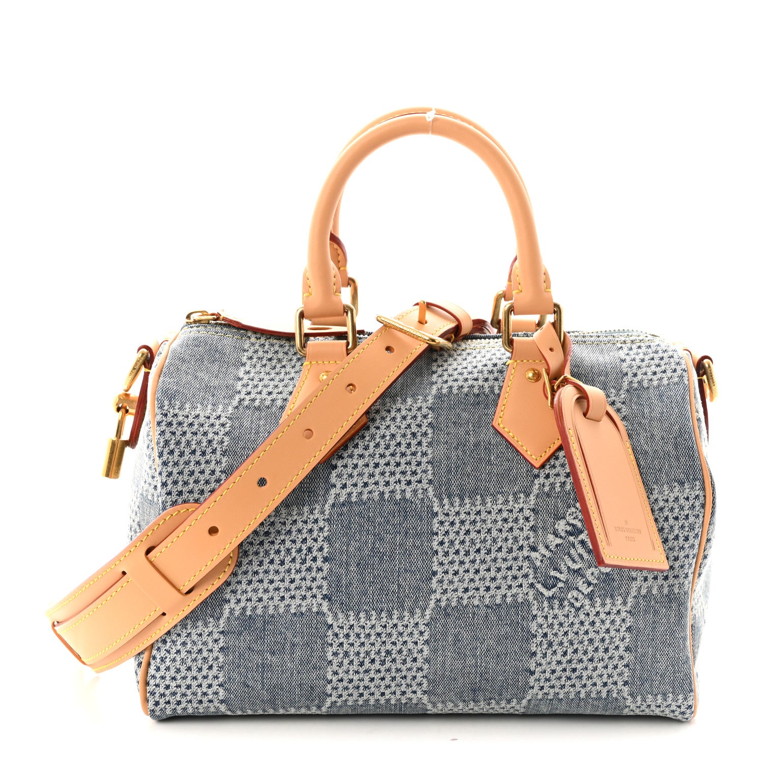 Louis Vuitton Damier Denim 3D Speedy Bandouliere 25 Bleu 1 of 9